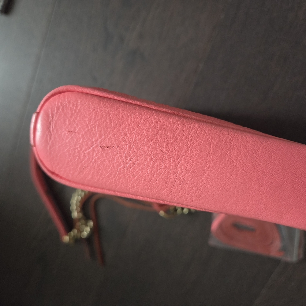 Rebecca Minkoff Coral Pink Leather Crossbody Bag Gold Chain - Picture 5 of 16